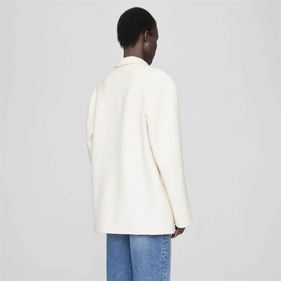 Anine Bing Quinn Blazer, White Cashmere Blend